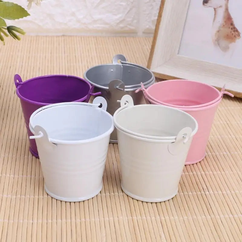 H55E Mini Flower Pot with Handle Round Mouth Small Plant Organization Pot