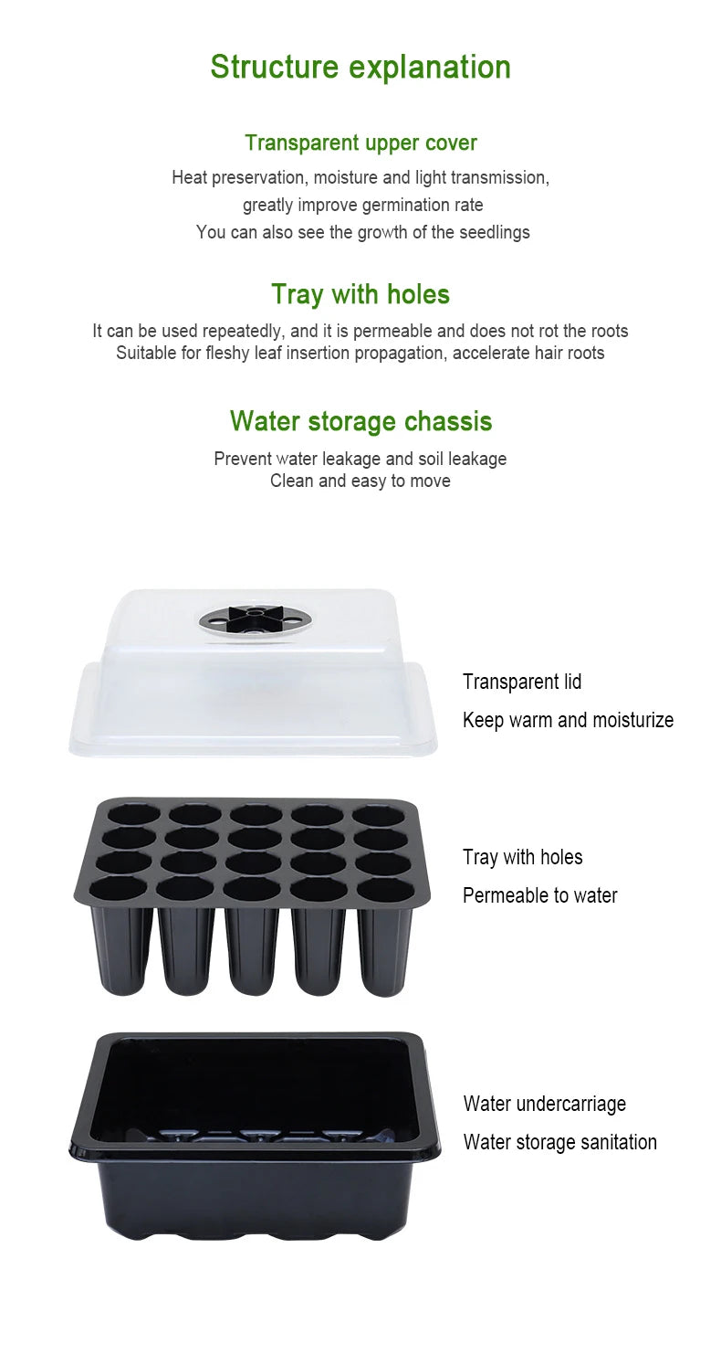 20 Hole Hydroponic Plant Seedling Pots with Intelligent Fill Light Seedling Tray for Fruit Vegetable Gardening Planting Supplies