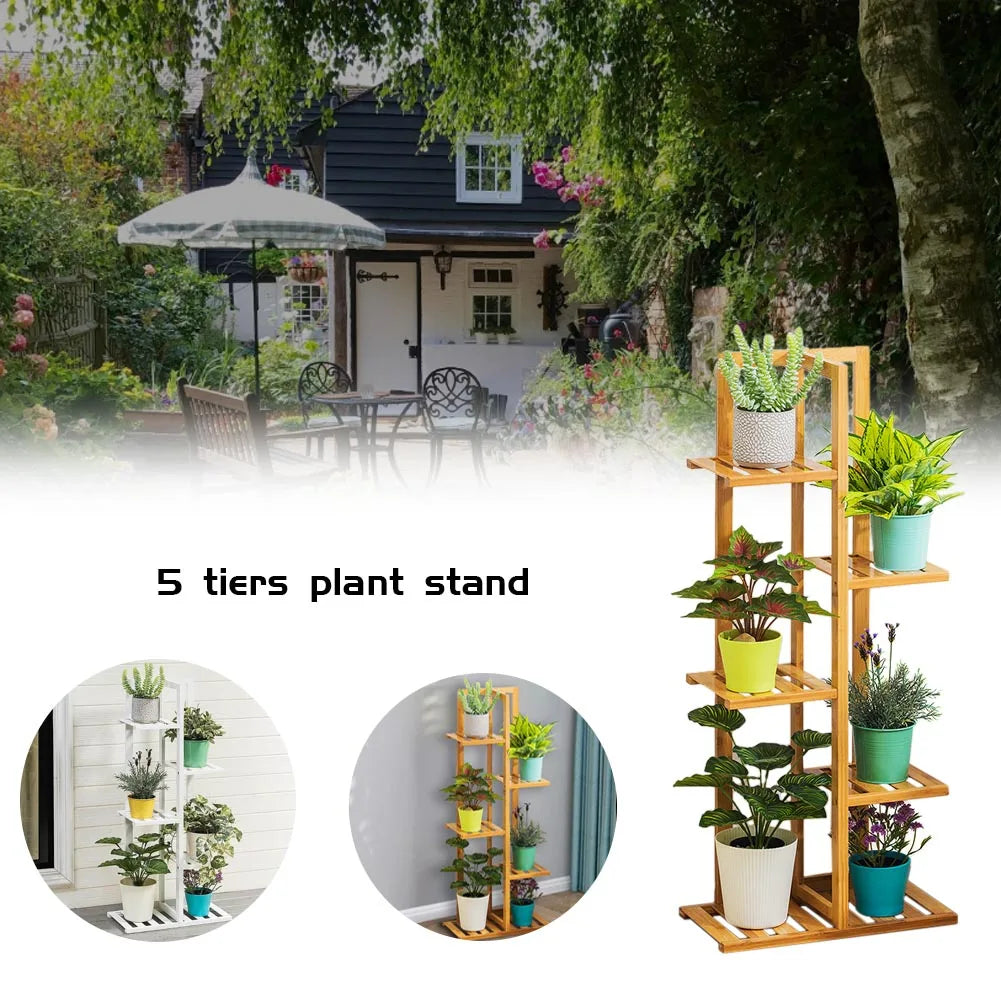 Wooden multi-layer flower pot rack, potted plant display rack, multi-functional storage rack