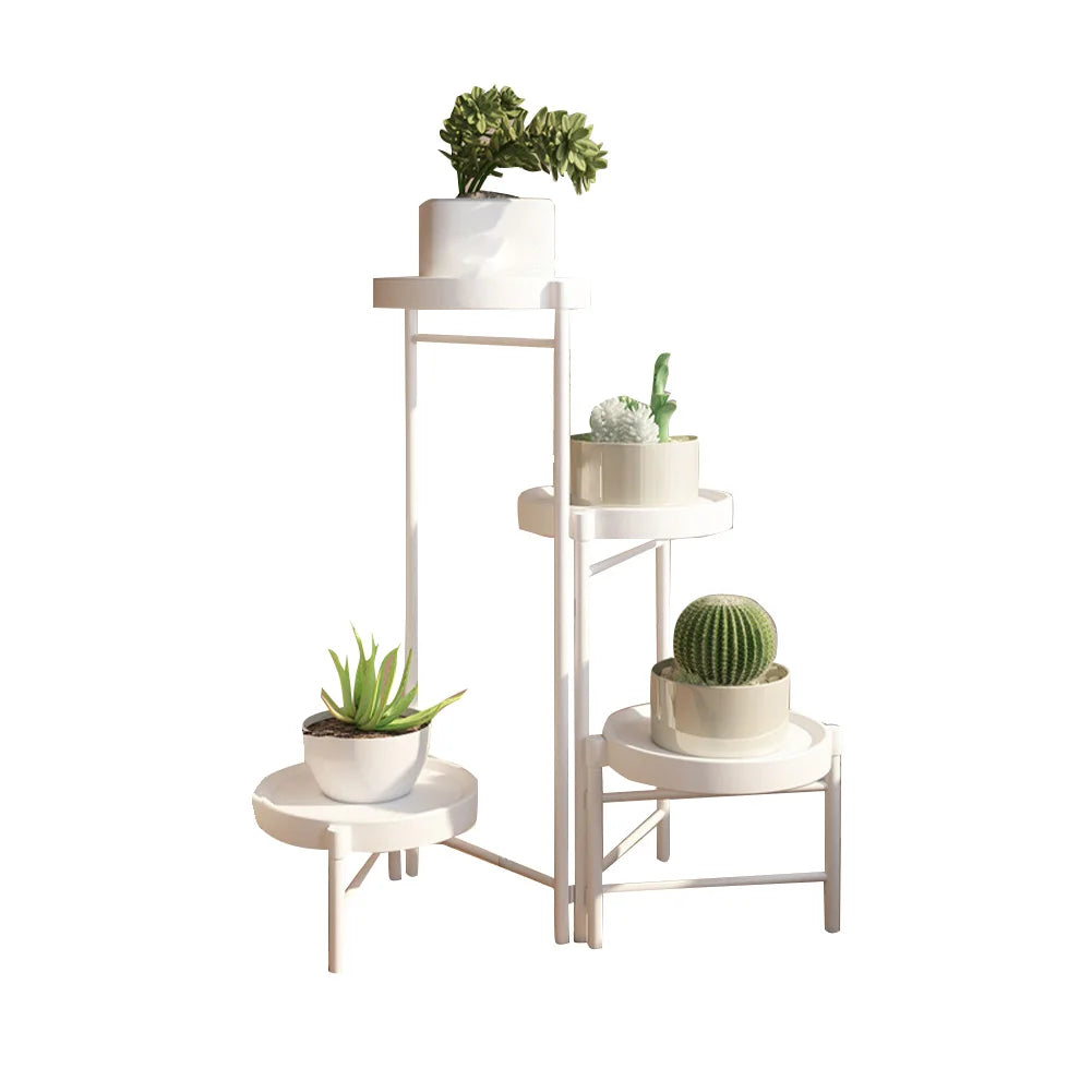 Metal Potted Plant Stand Foldable Multi-Tier Flower Shelf With Detachable Trays Display Rack For Corner Porch Garden Balcony