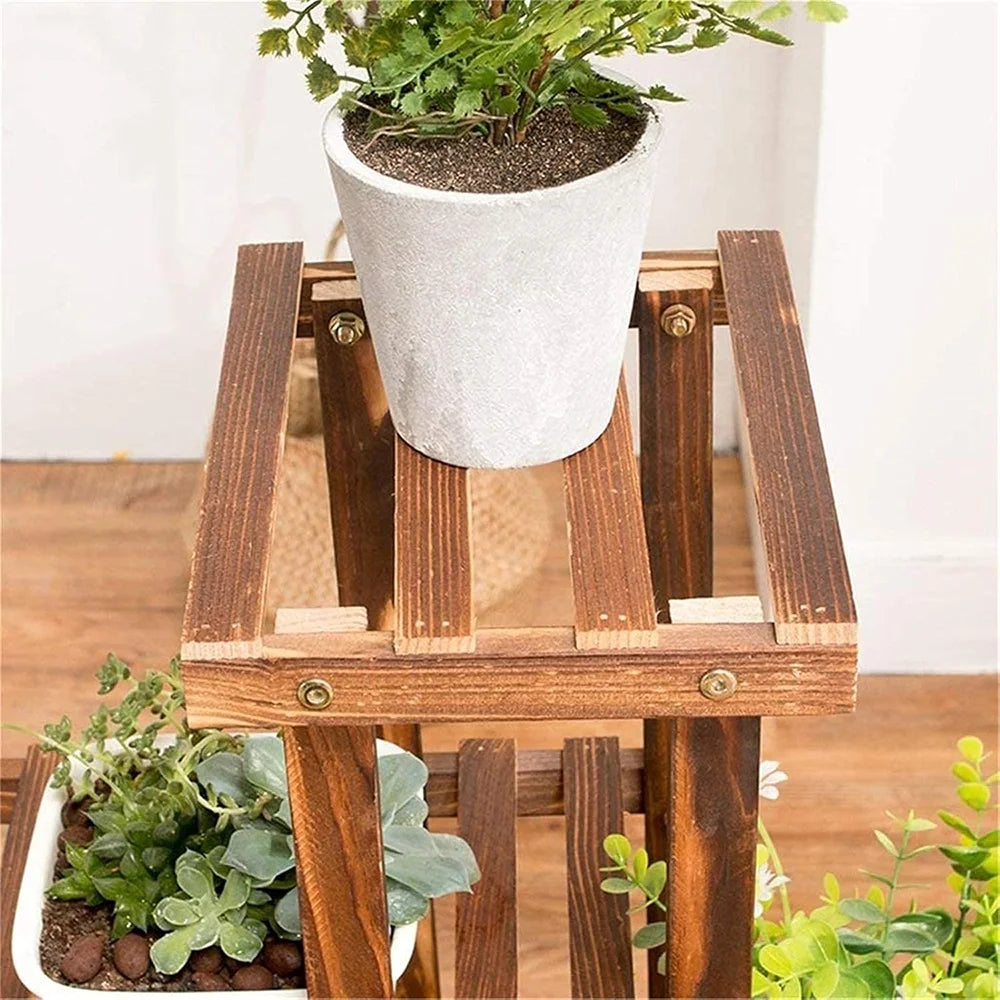 5 Tiers Plant Stand Wood Flower Rack 36in Height Plant Holder 6 Potted Display Storage Shelves Succulent Pot Rack