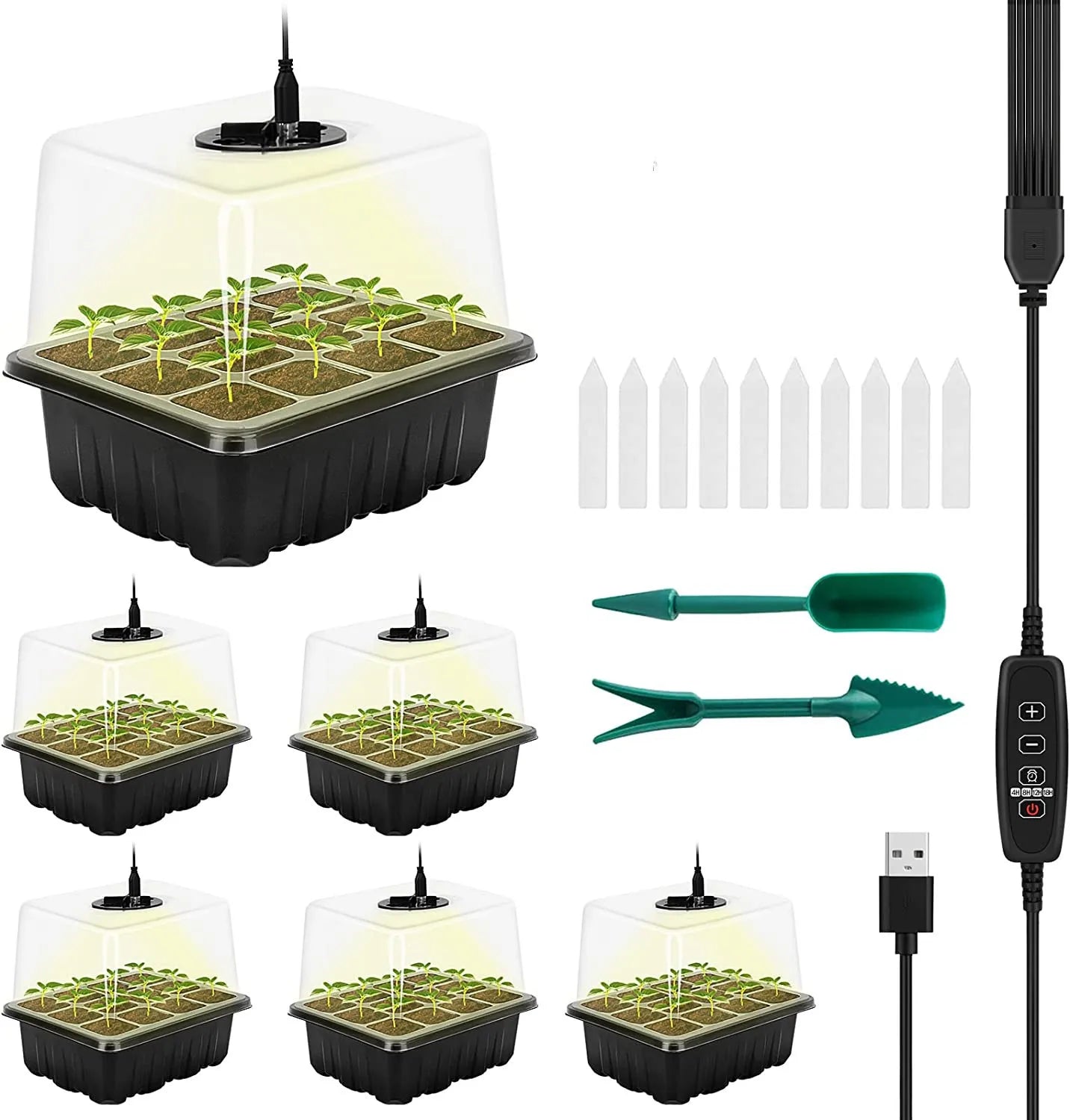 Timing Dimming Seedling Pots with Lights 12 Holes Thickened High Cover with Lights Seedling Pots Seedling Box Fill Light