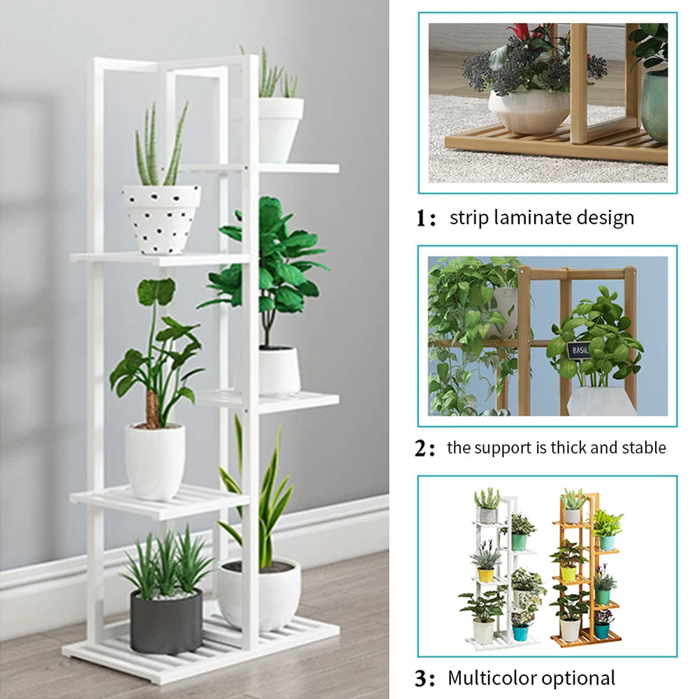 Wooden multi-layer flower pot rack, potted plant display rack, multi-functional storage rack