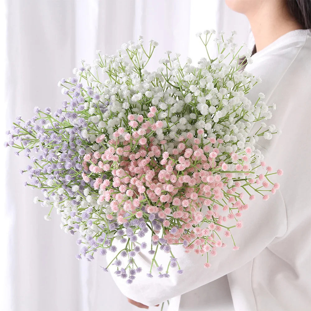 108Heads 63cm Babies Breath Artificial Flowers Plastic Gypsophila DIY Floral Bouquets For Handmade Wedding Party Home Decoration
