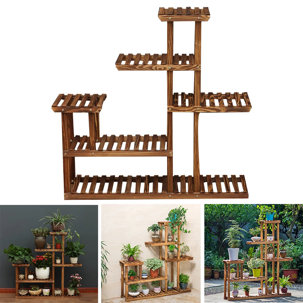 【Lifeideas】Rustic Large Multi-Tiered Wooden Plant Stand
