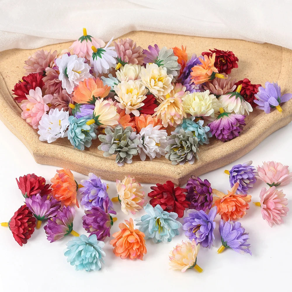 10/20/50Pcs Artificial Rose Mini Silk Flower Heads Simulated Flower Home Room Decoration DIY Wreath Accessories Wedding Decor