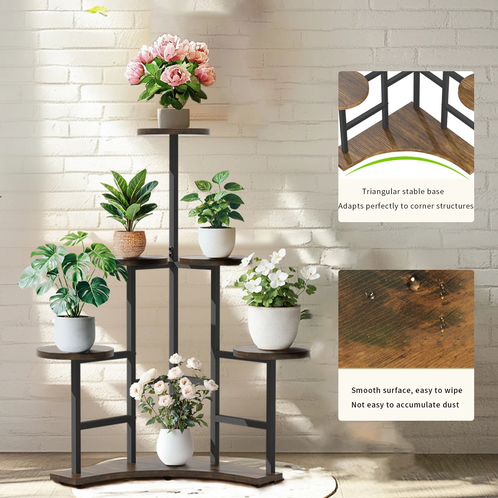 5 Tiered Corner Tall Plant Stand Shelf Floor Display Rack for Living Room Balcony