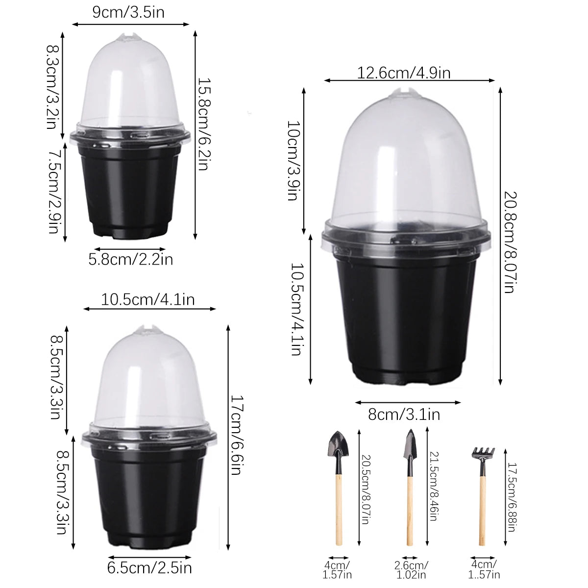 Plant Nursery Pots Humidity Dome Transparent Plastic Pot Planting Containers Cups Planter Small Seed Starting Trays Seedling