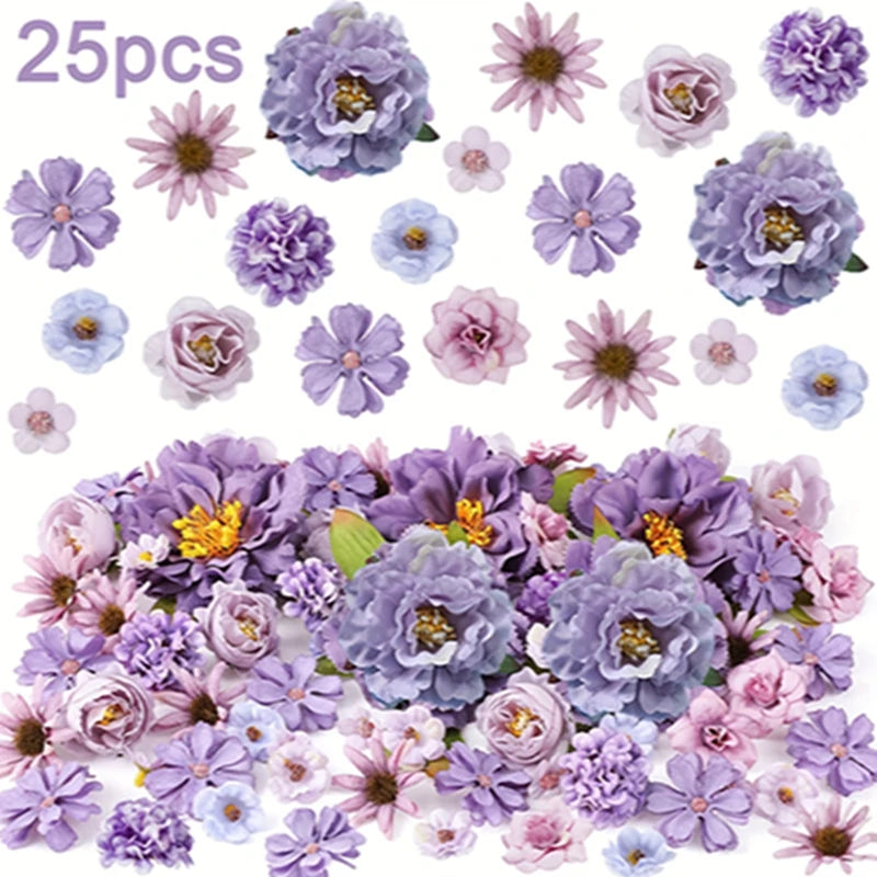 Purple Artificial Flowers Silk Fake Flowers for Home Decor Garden Wedding Decoration Bride Craft Gifts Wreath Bouquet Accessory
