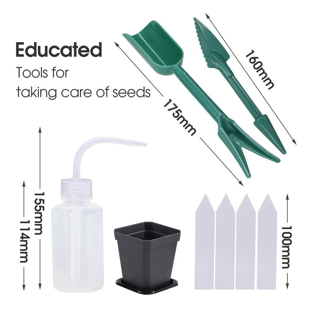 Sturdy Black Planter Pots with Tray Transparent Humidity Dome Cover Garden Greenhouse Seed Starter Germination Kit Flower Plante