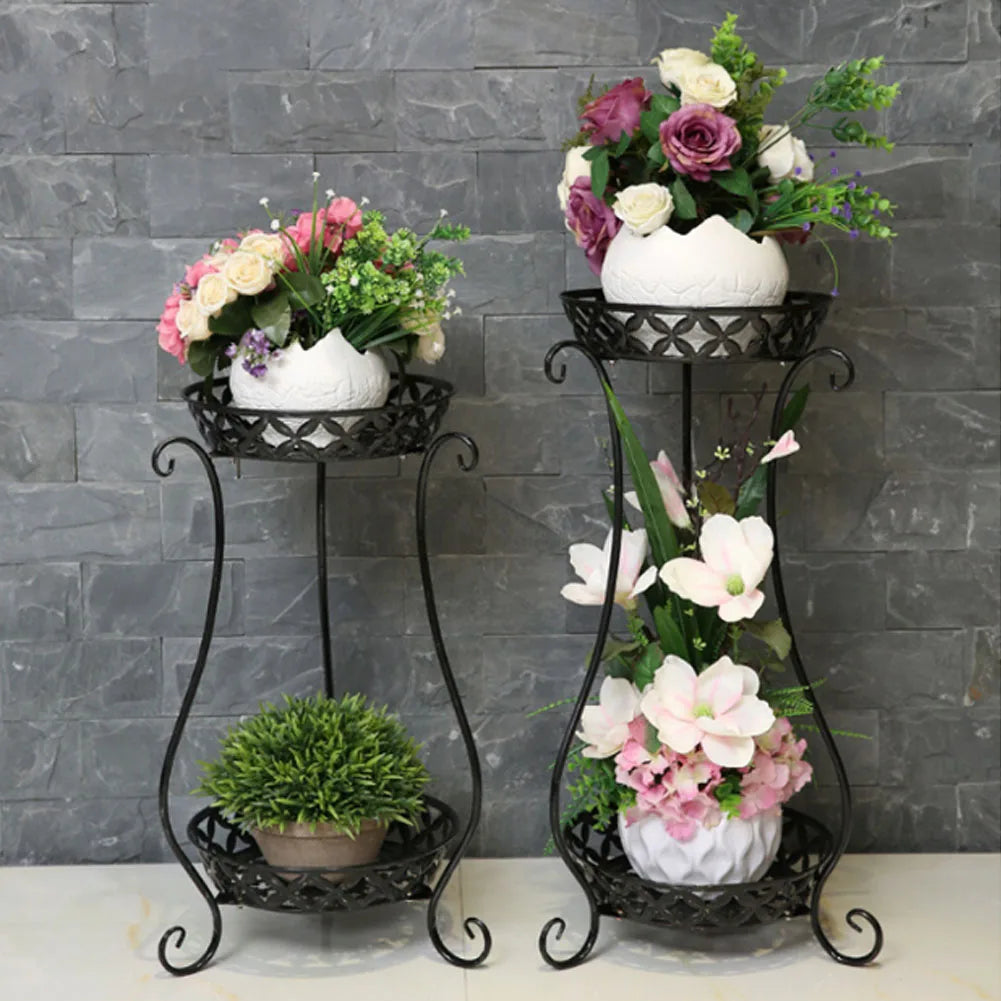 【Lifeideas】2 Tier Tall Vintage Metal Plant Stand