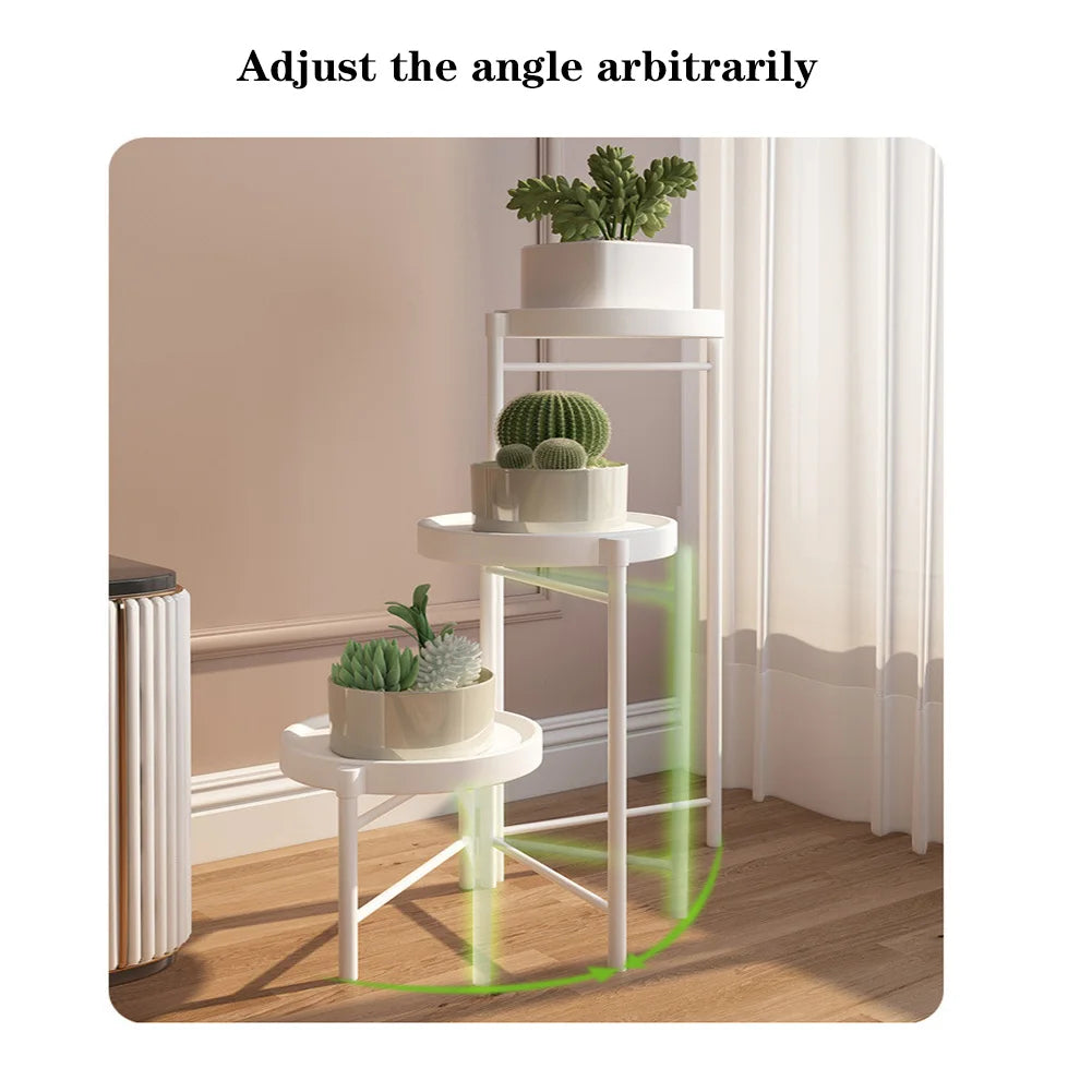 Metal Potted Plant Stand Foldable Multi-Tier Flower Shelf With Detachable Trays Display Rack For Corner Porch Garden Balcony