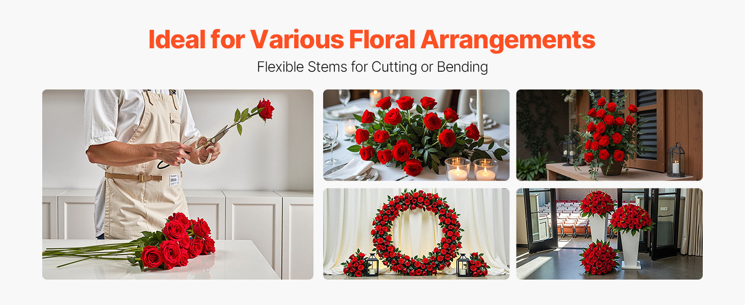 SucceBuy Artificial Flowers 60/120/500pcs Real Looking White Foam Fake Roses Bulk White/Red Faux Bridal Shower for DIY Wedding