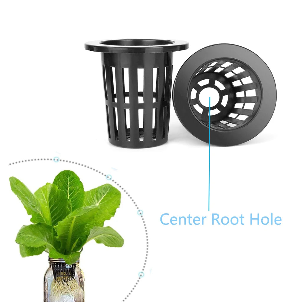 10Pcs Hydroponic Slotted Mesh Cup Basket Garden Plant Nursery Pot with Sponge Soildless Aeroponic Hydroponics Growing System Kit