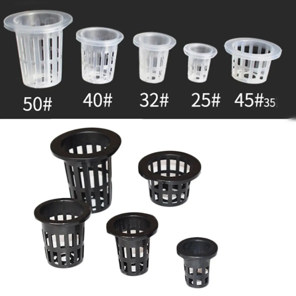 10Pcs Hydroponic Slotted Mesh Cup Basket Garden Plant Nursery Pot with Sponge Soildless Aeroponic Hydroponics Growing System Kit
