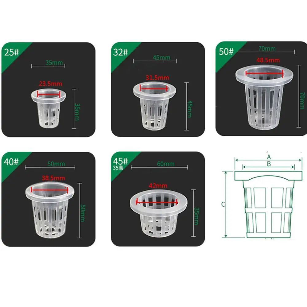 10Pcs Hydroponic Slotted Mesh Cup Basket Garden Plant Nursery Pot with Sponge Soildless Aeroponic Hydroponics Growing System Kit