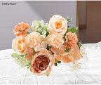 7 Heads Artificial Flowers Silk Peony Rose Hydrangea Bouquet Home Decorations Party Wedding Bride Fake Plants