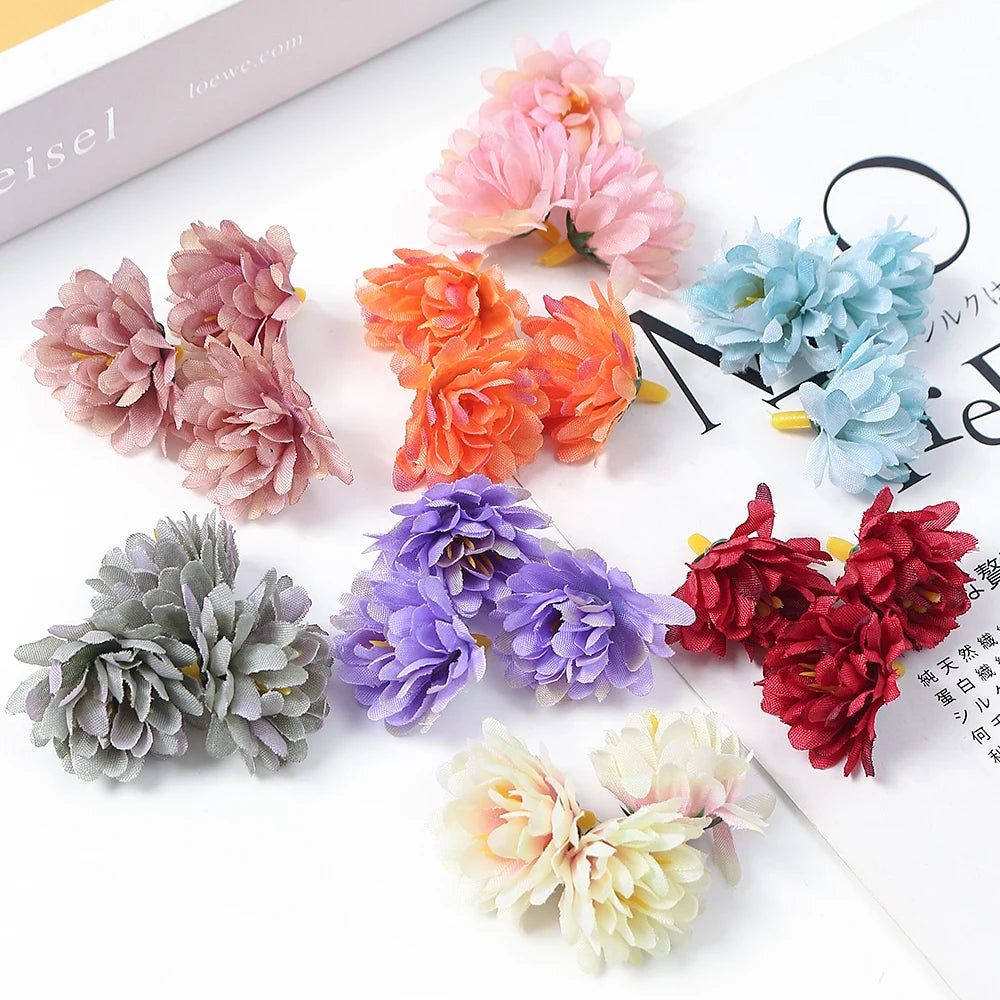 10/20/50Pcs Artificial Rose Mini Silk Flower Heads Simulated Flower Home Room Decoration DIY Wreath Accessories Wedding Decor