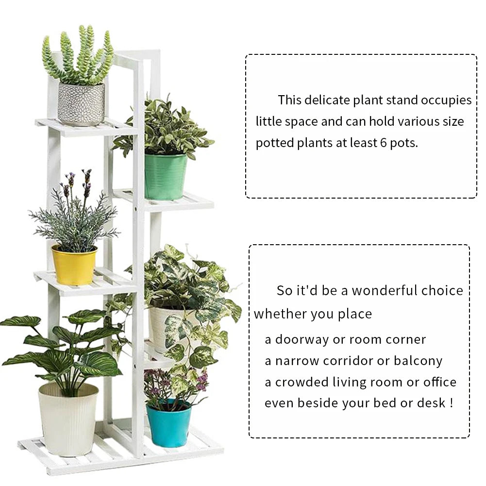 Wooden multi-layer flower pot rack, potted plant display rack, multi-functional storage rack