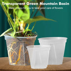 Thickened New Transparent Green Mountain Pot Root Control Pot Rose Green Rose Plastic Flower Pot Gallon Round