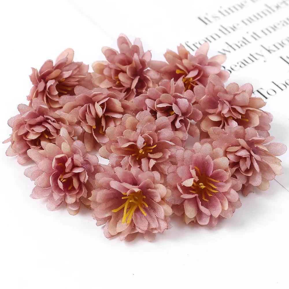 10/20/50Pcs Artificial Rose Mini Silk Flower Heads Simulated Flower Home Room Decoration DIY Wreath Accessories Wedding Decor