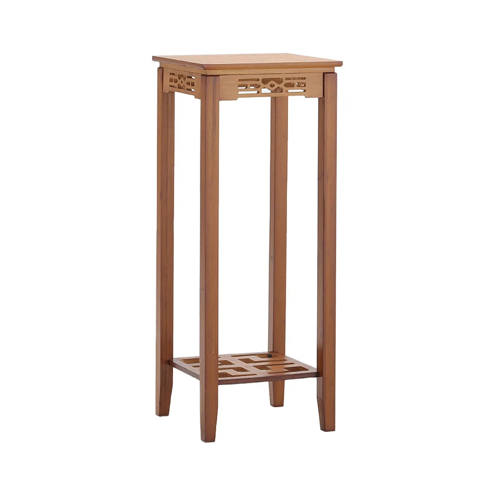【Breeins】2-Tier Bamboo Plant Stand Classic Chinese Style Flower Stand Home Office Decoration Freestanding