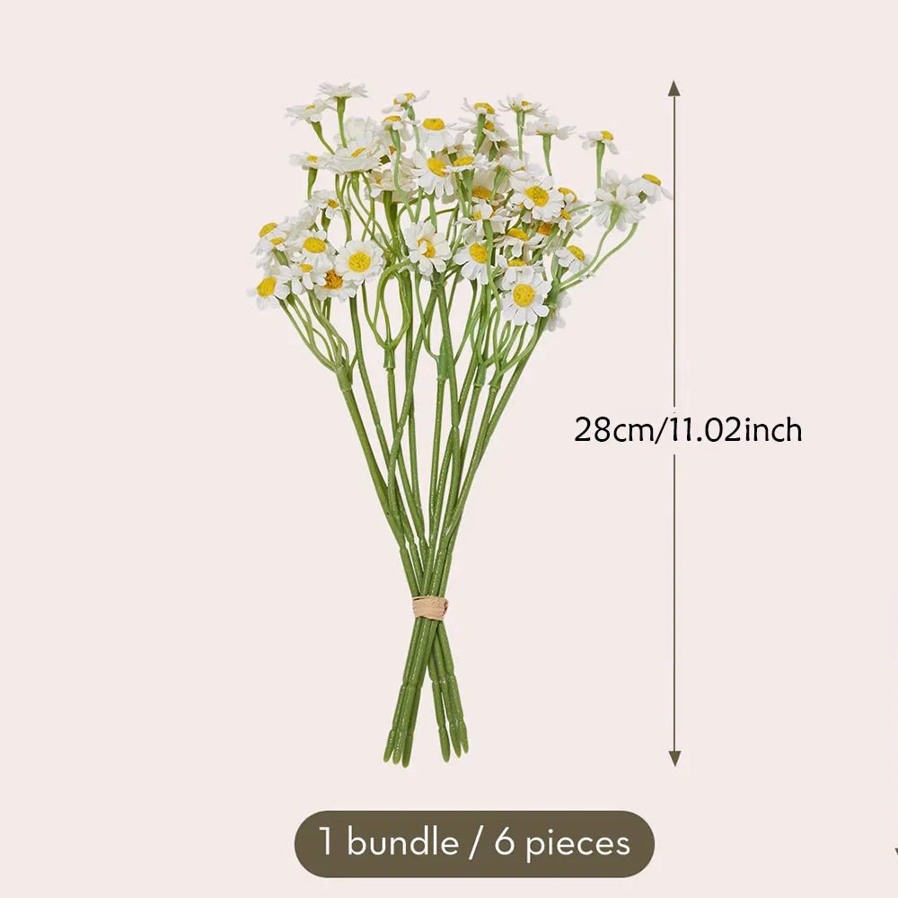 60heads Artificial Daisy Flowers Small Daisy Fake Flower Bouquet for Valentines Wedding Party Table Decoration DIY Home Decor
