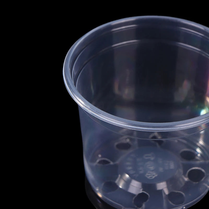 5 Pieces 6 Sizes 3/3.5/4/5/6/7 Inches Greenhouse Transparent Plastic Flowerpot Drainage Hole Pot Breathable Nursery Flower Pot