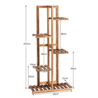 GOFLAME Wood 5 Tier 6 Pots Plant Stand, Indoor/Outdoor Flower Pot Holder, Free-standing Display Shelf with Anti-tipping Device