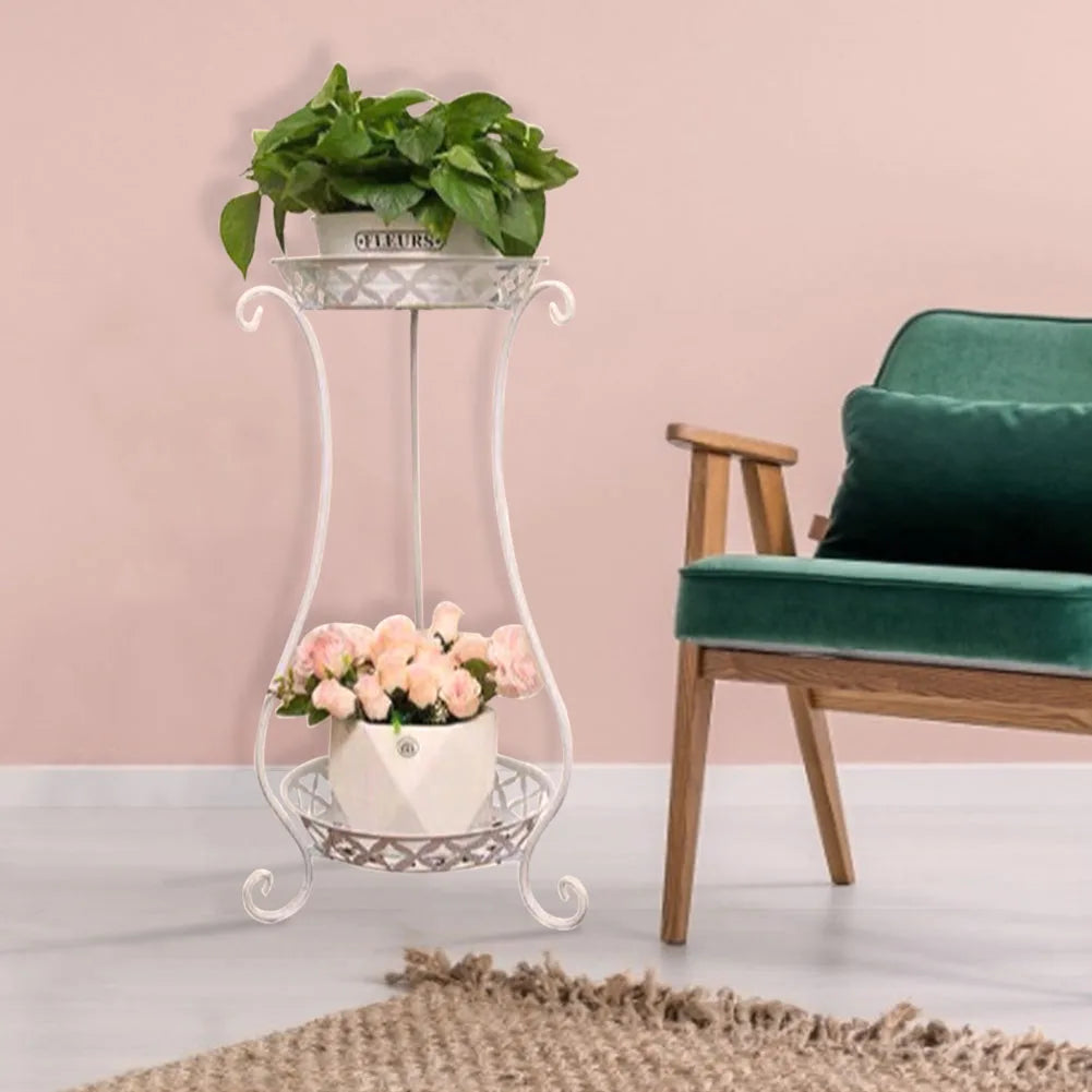 【Lifeideas】2 Tier Tall Vintage Metal Plant Stand