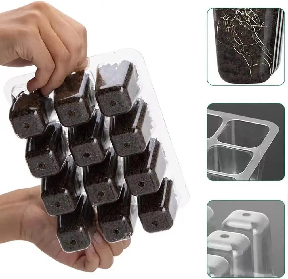 Timing Dimming Seedling Pots with Lights 12 Holes Thickened High Cover with Lights Seedling Pots Seedling Box Fill Light