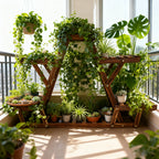 Carbonized Triangle 6 Tiered Corner Wood Plant Stand Flower Pot Display Shelf Rack Indoor Outdoor