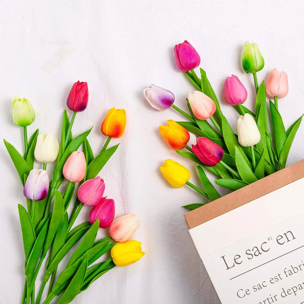 5/10/20Pcs Artificial Tulips Flowers Real Touch Latex Fake Flower Bouquet Wedding Party Home Decor DIY Bridal Bouquet