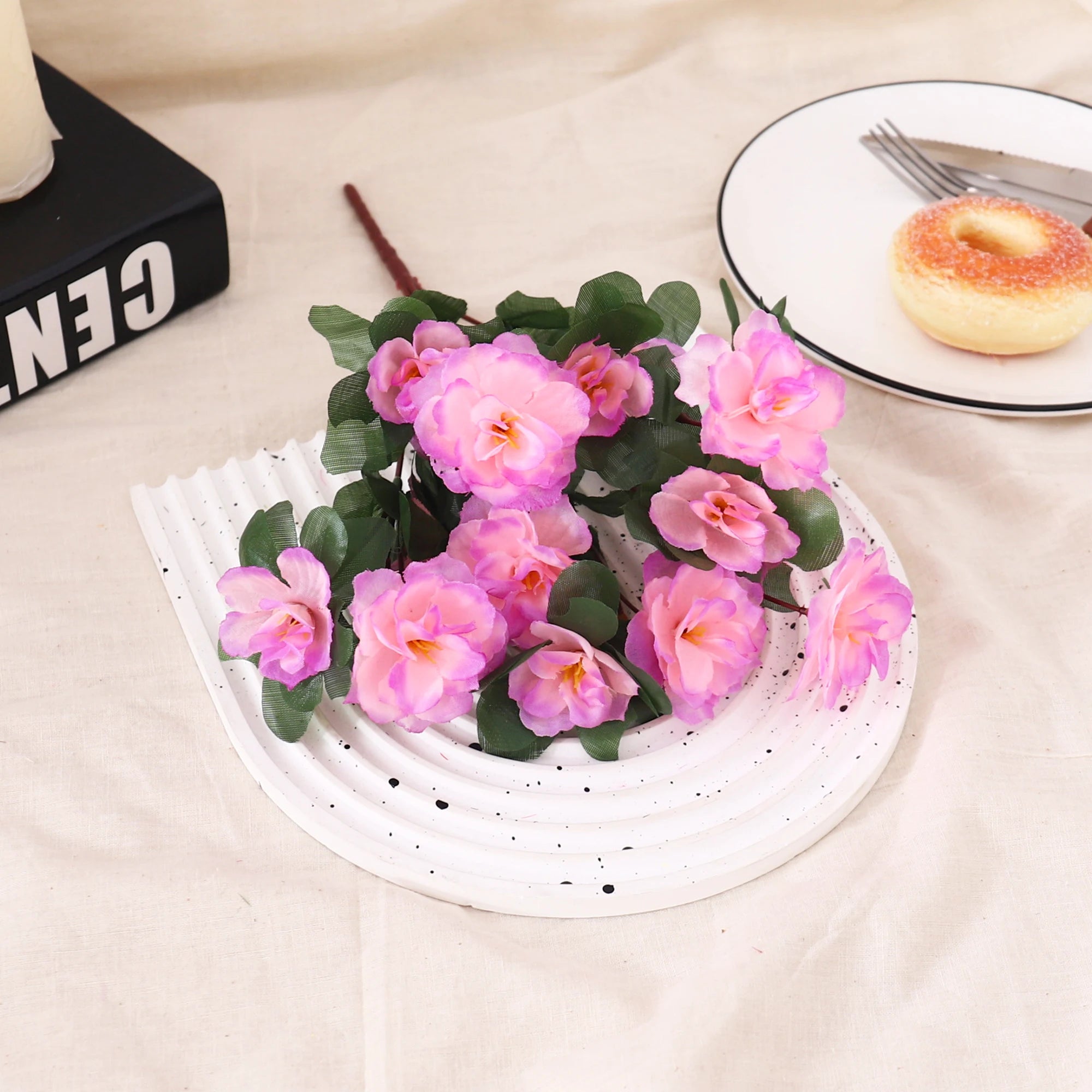 Outdoor Fall Artificial Red Azalea High Quality Flowers Bushes UV Resistant Decor Fake Flowers Home Decorations Small For Garden