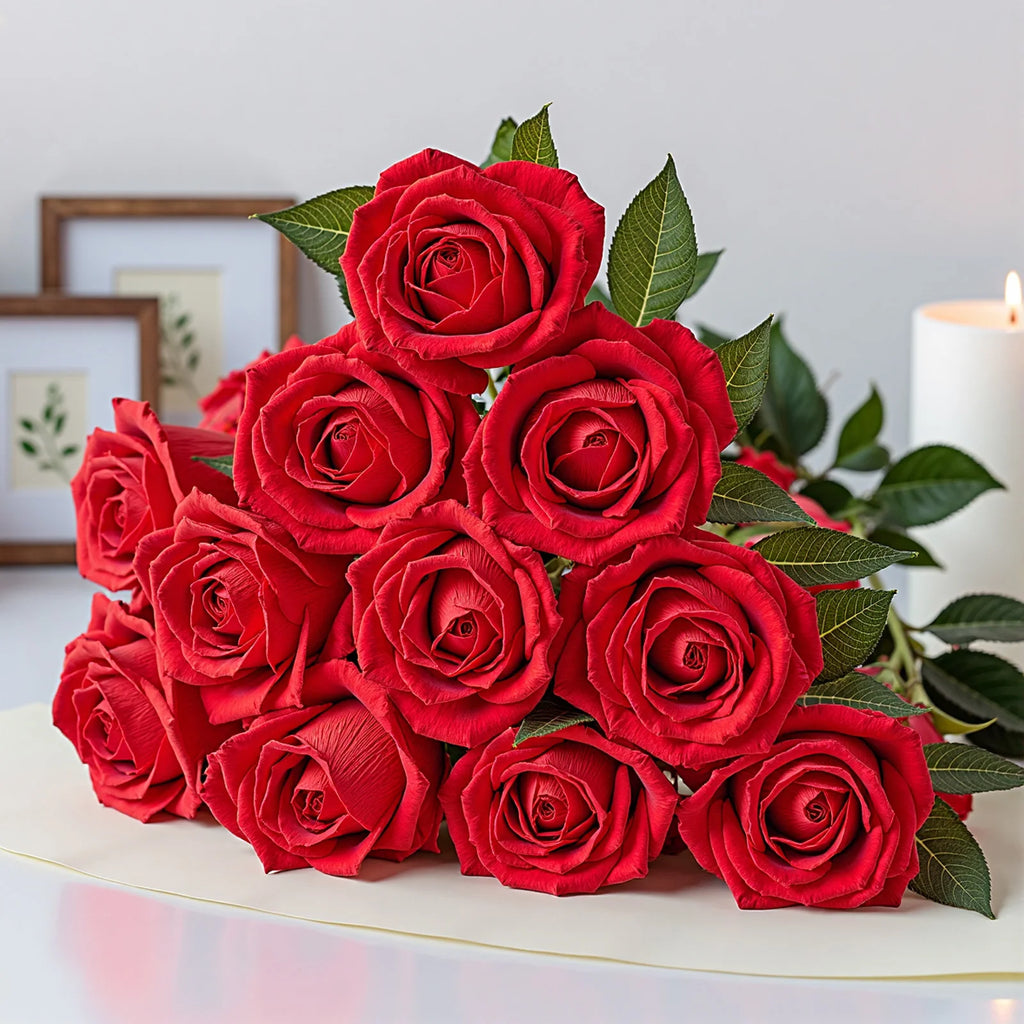 SucceBuy Artificial Flowers 60/120/500pcs Real Looking White Foam Fake Roses Bulk White/Red Faux Bridal Shower for DIY Wedding