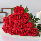 SucceBuy Artificial Flowers 60/120/500pcs Real Looking White Foam Fake Roses Bulk White/Red Faux Bridal Shower for DIY Wedding