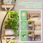 Plant Stand Indoor with Grow Lights, 8 Tiered 62" Tall Metal Plant Shelf Display Rack with 3-Head Grow Light Strips for Indoor