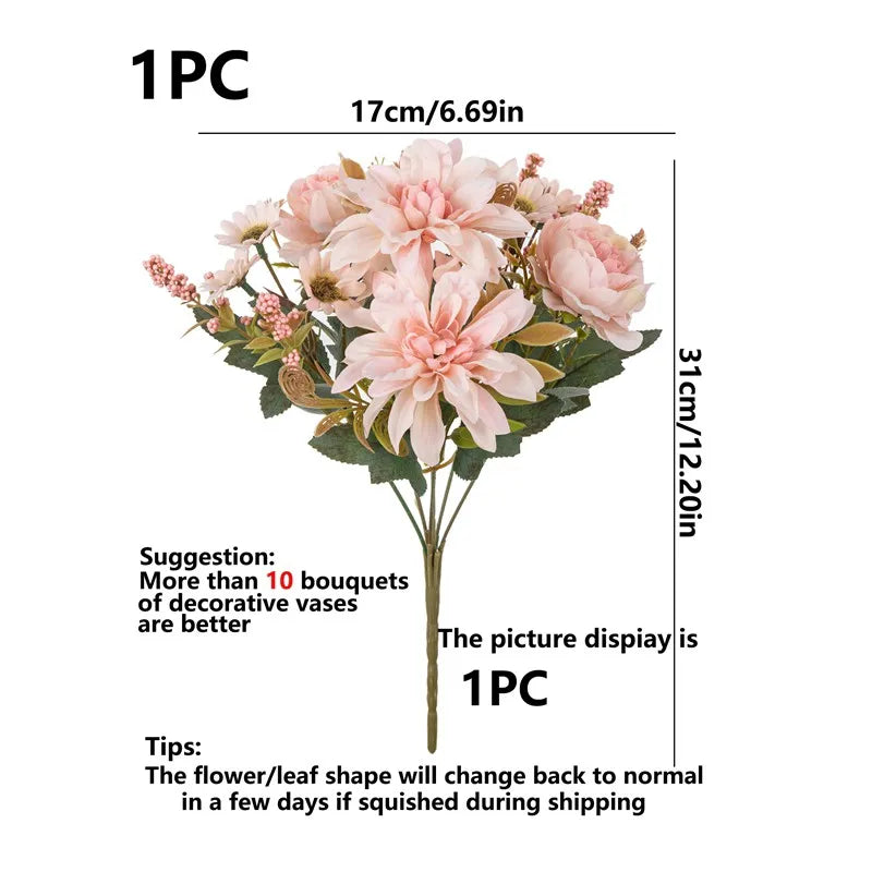 Artificial Flower Silk Hot sale Dahlia Rose daisy for Festival garden arch Wedding Bridal Bouquet Party Decoration Diy gift gard