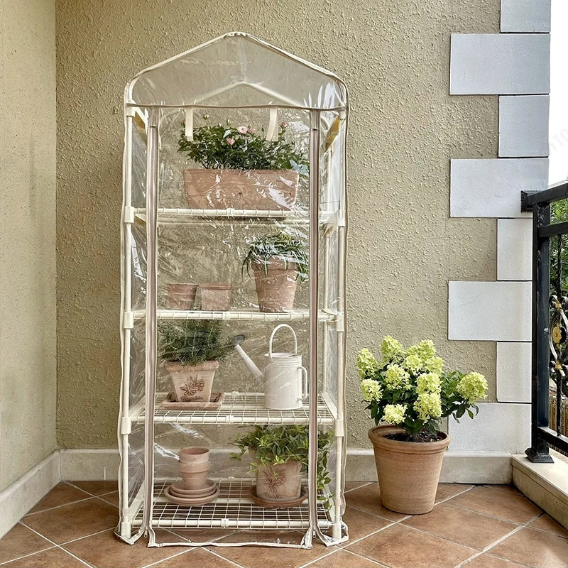 Outdoor Balcony Greenhouse For Succulents Plants With Rainproof And Frost Protection Features Roof Garden Yard Plant Shelf