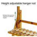 【Breeins】3 Tier Ladder Foldable Plant Stand with Hanging Bar, Wood For Home Office Outdoor Indoor Decoration Plants Organizer