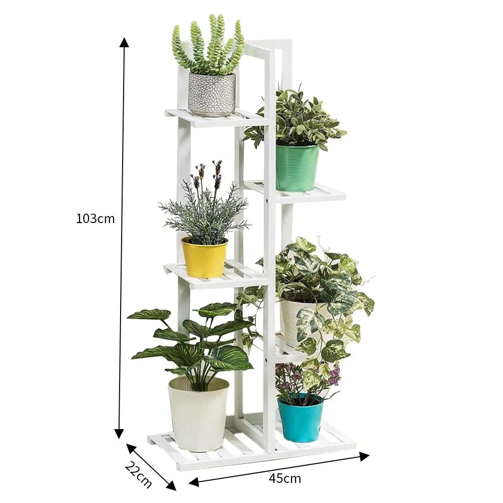 Wooden multi-layer flower pot rack, potted plant display rack, multi-functional storage rack