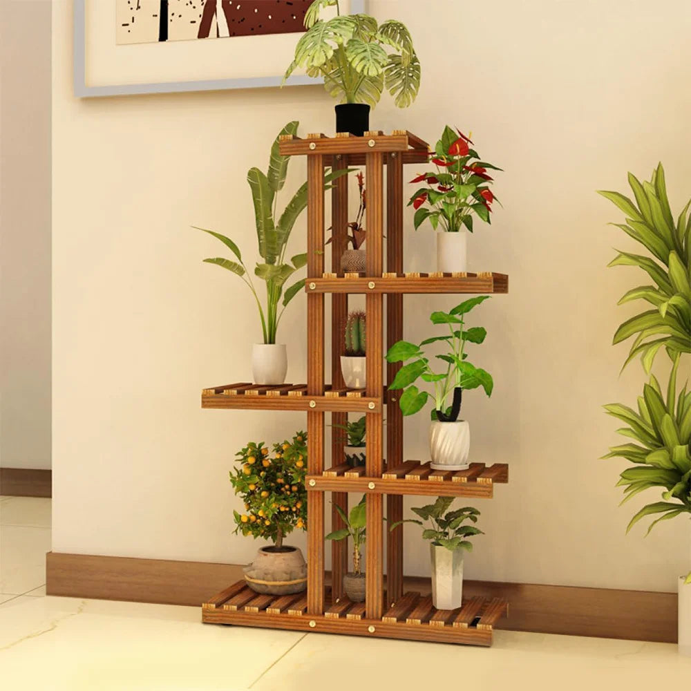 5 Tiers Plant Stand Wood Flower Rack 36in Height Plant Holder 6 Potted Display Storage Shelves Succulent Pot Rack