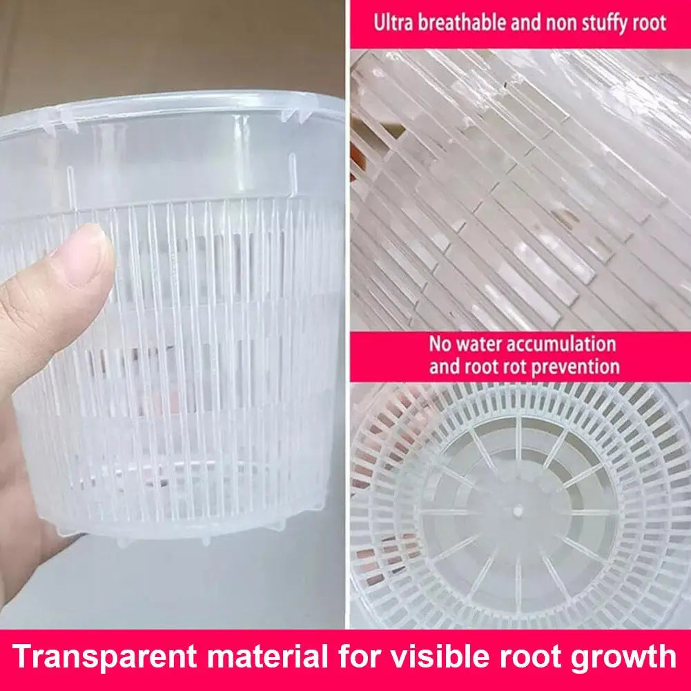 11/14/16/19cm Mesh Pot Root Control Transparent Flowerpot Breathable Plastic Growth Garden Flower Pot Container B9G7