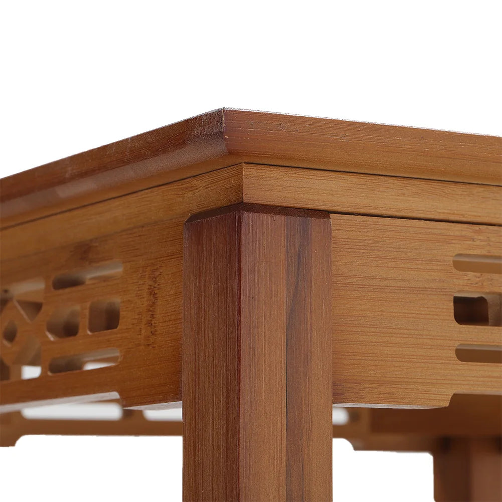 【Breeins】2-Tier Bamboo Plant Stand Classic Chinese Style Flower Stand Home Office Decoration Freestanding