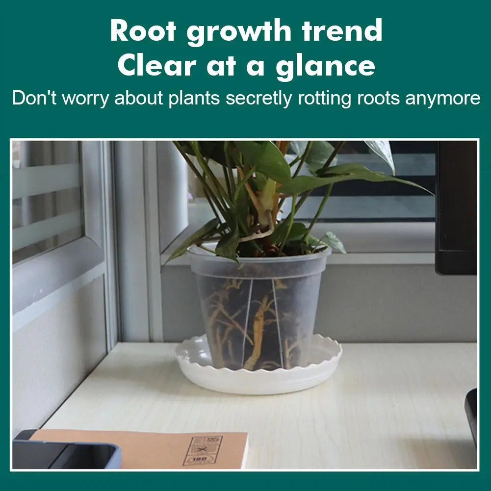 Thickened New Transparent Green Mountain Pot Root Control Pot Rose Green Rose Plastic Flower Pot Gallon Round