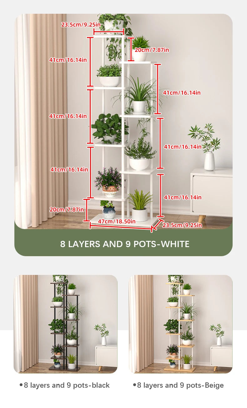 Plant Stand Stand For Flowers Wooden Shelf 5/6/8Layers Display Stand Storage Shelf Pot Rack Organizer Home Garden Decoration