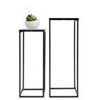 2PCS Black Plant Stand Metal Square Flower Holder Durable Rack Patio Garden For Living Room Decor