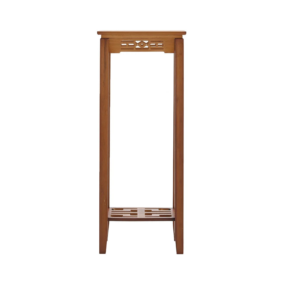 【Breeins】2-Tier Bamboo Plant Stand Classic Chinese Style Flower Stand Home Office Decoration Freestanding