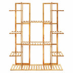 9 Tier Bamboo 17 Potted Plant Stand Rack Multiple Flowerpot Holder Shelf Indoor Outdoor Planter Display Shelving Unit for Patio
