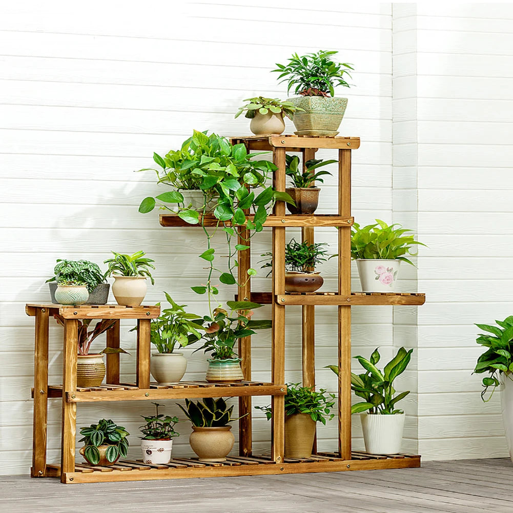 【Lifeideas】Rustic Large Multi-Tiered Wooden Plant Stand